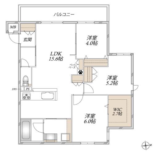 大阪市阿倍野区阪南町2丁目へーベルメゾン(3LDK/3階)の間取り写真