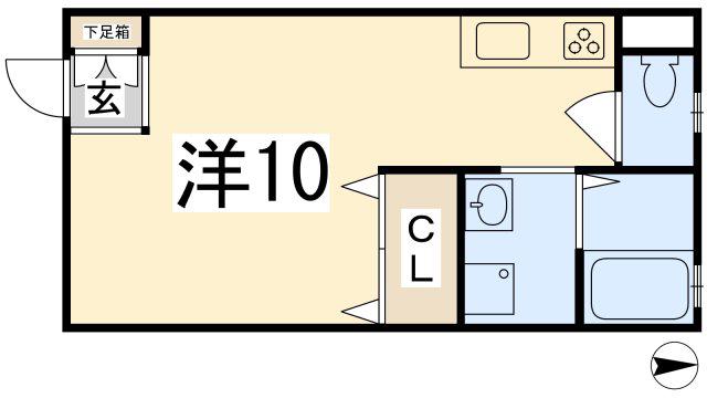ハイツガルムII(ワンルーム/2階)の間取り写真