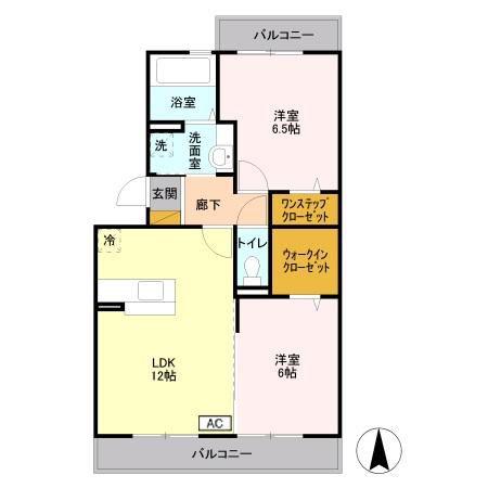 ボナールA(2LDK/3階)の間取り写真