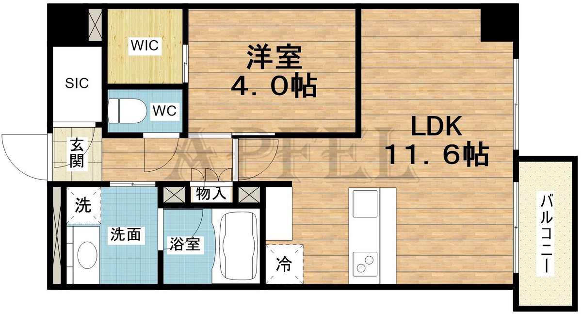 LEGALAND難波南(1LDK/3階)の間取り写真