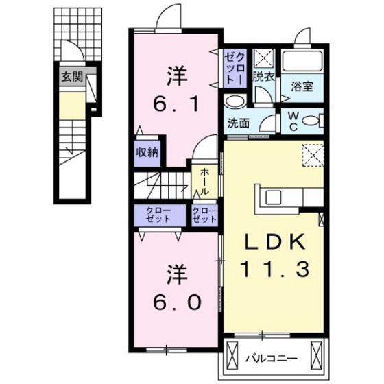 ミルク ディッパー(2LDK/2階)の間取り写真