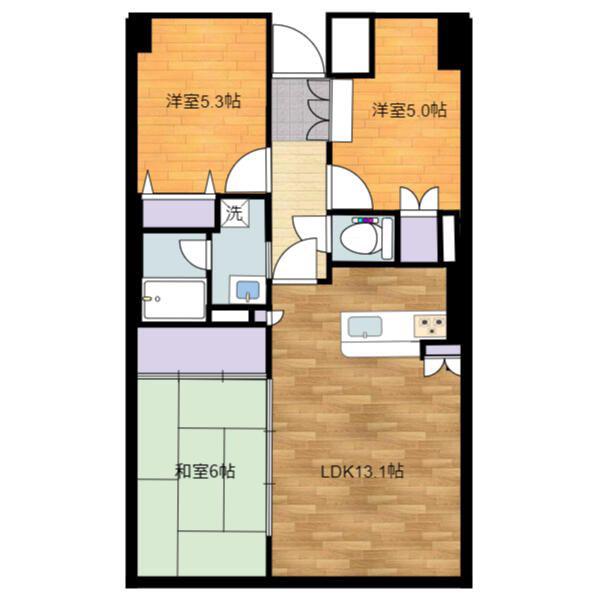 ライオンズプラザ北仙台(3LDK/4階)の間取り写真