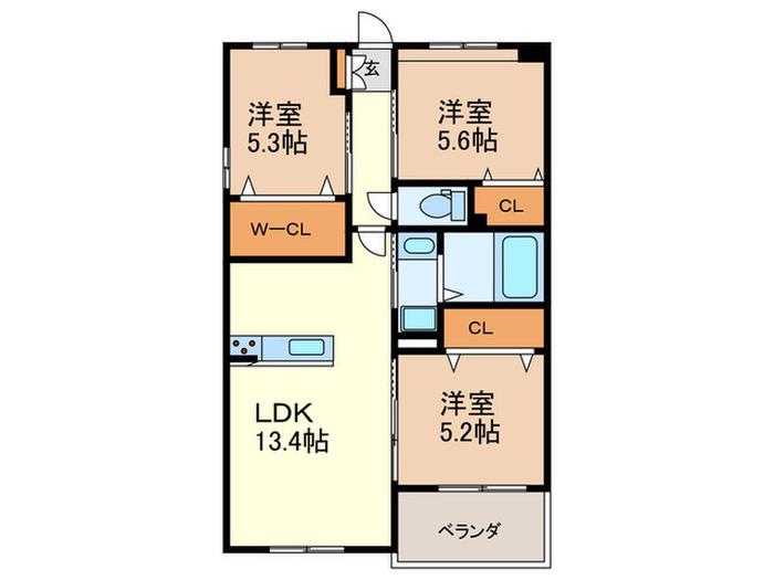ライトチル弥永(3LDK/2階)の間取り写真