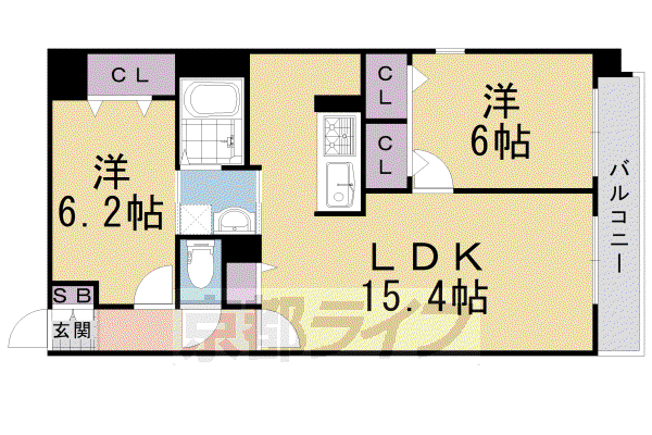 アルディエンテ Y&J II(2LDK/3階)の間取り写真