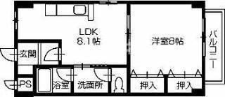 レジデンスイマイII(1LDK/1階)の間取り写真