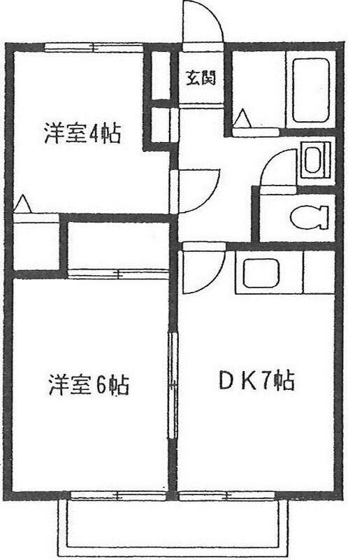 メゾンテヅカ D(2DK/1階)の間取り写真