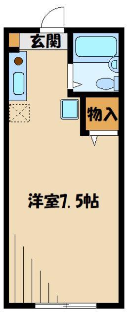 アイビスレジデンス玉川学園(1K/2階)の間取り写真
