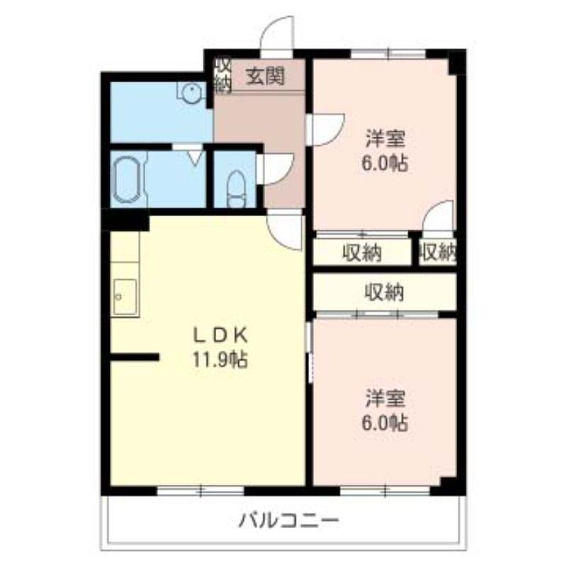 サープラスA(2LDK/3階)の間取り写真