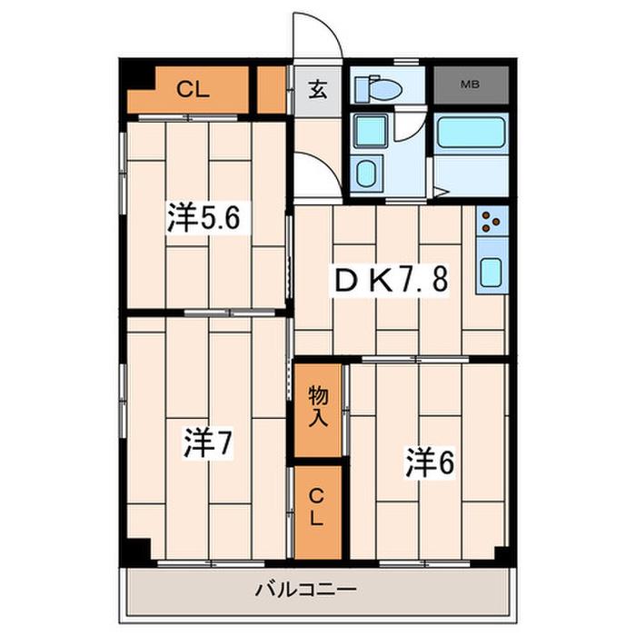 ペアパークII(3DK/1階)の間取り写真