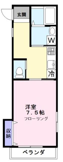 メゾンフラワー(1DK/2階)の間取り写真