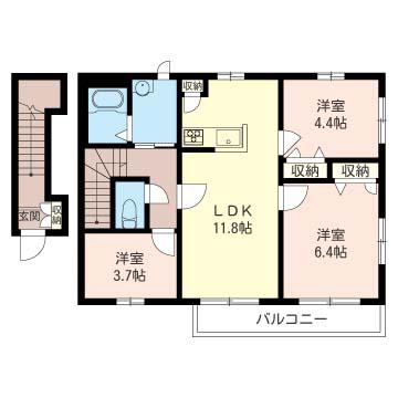 ラル湘南B(3LDK/2階)の間取り写真