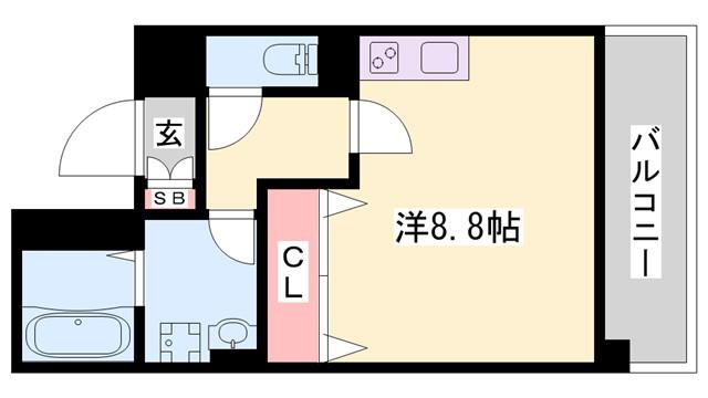 ビーフォレスト姫路イースト(1K/7階)の間取り写真