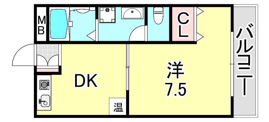 リブイン六甲(1DK/3階)の間取り写真