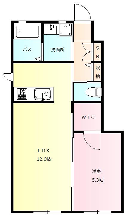 ロイヤルパレスB(1LDK/1階)の間取り写真