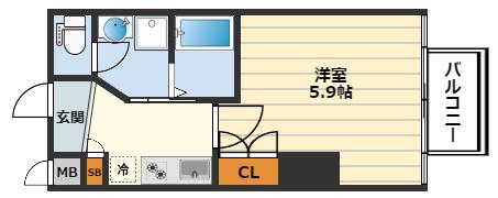 アイディル中之島イースト(1K/10階)の間取り写真