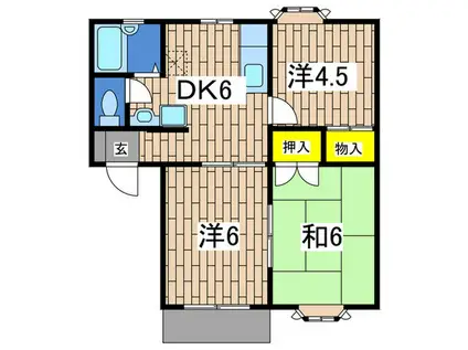 フローラⅡ(3DK/1階)の間取り写真