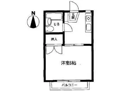 サンパピヨンカサハラ(1K/2階)の間取り写真