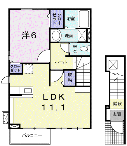 ファラオ藤沢台(1LDK/2階)の間取り写真