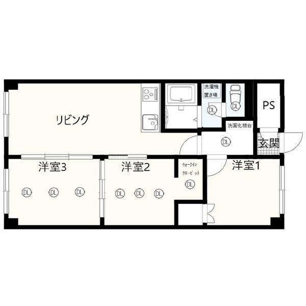 栄町スクエアビル(3LDK/3階)の間取り写真