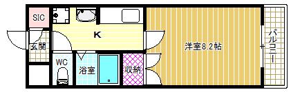 聖和マンション弐番館(1K/2階)の間取り写真