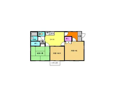 エステートピア林B(3DK/2階)の間取り写真