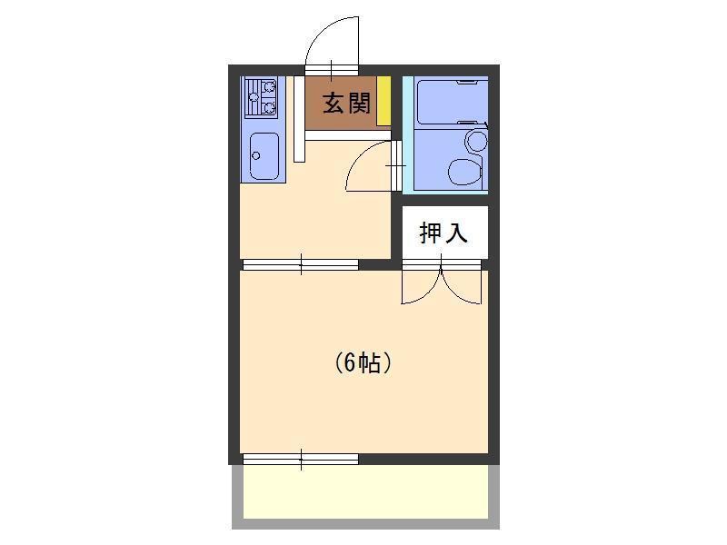 パークサイド社(1K/2階)の間取り写真