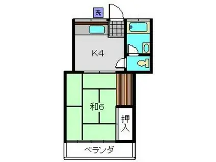 コーポT(1K/2階)の間取り写真