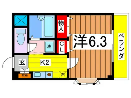 アミティエ石橋(1K/1階)の間取り写真