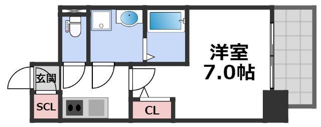 アドバンス上町台シュタット(1K/13階)の間取り写真