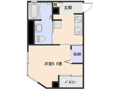 鹿児島市電谷山線 鴨池駅 徒歩2分 5階建 築20年(1K/3階)の間取り写真