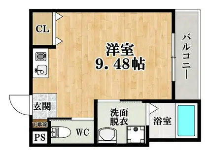 DEMEURE松原(ワンルーム/2階)の間取り写真