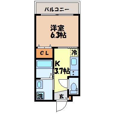 セントポリア泉(1K/2階)の間取り写真