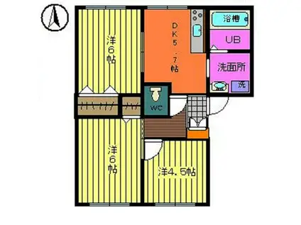 つしまドリームランドB(3DK/1階)の間取り写真