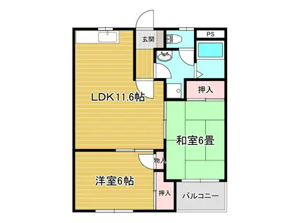 ジュンハイツI(2LDK/1階)の間取り写真