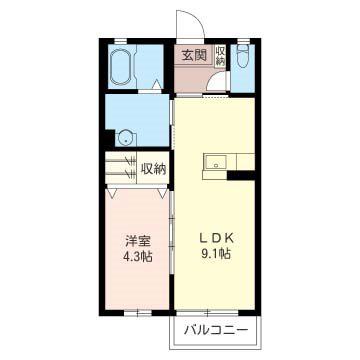クラヴィエE(1LDK/1階)の間取り写真