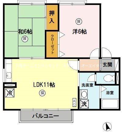 エクセレント山本(2LDK/2階)の間取り写真