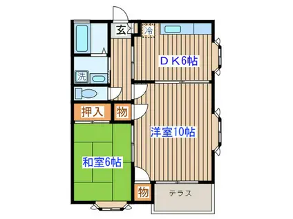 ファーストエイト桜ヶ丘(2DK/1階)の間取り写真