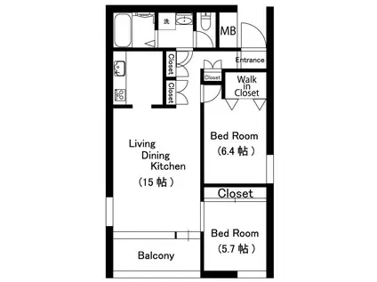 カーサ・トリアーデ(2LDK/1階)の間取り写真