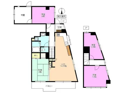長野県松本市 4階建 築39年(4SLDK/1階)の間取り写真