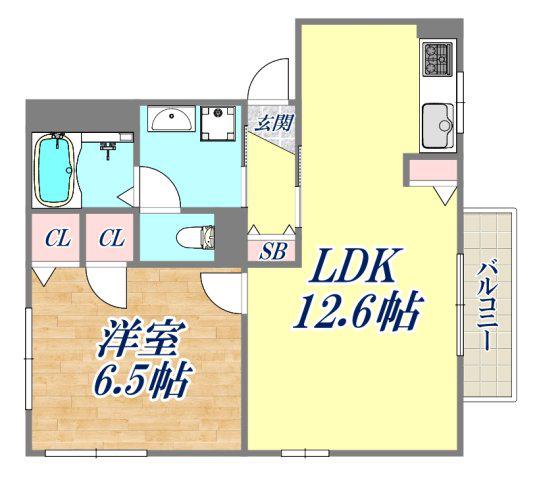 ペリウィンクル(1LDK/2階)の間取り写真