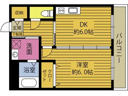 エステート1(1DK/6階)の間取り写真