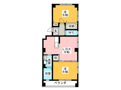 メゾンT&Y(2LDK/3階)の間取り写真