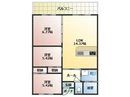 水井ばるビル(3LDK/2階)の間取り写真