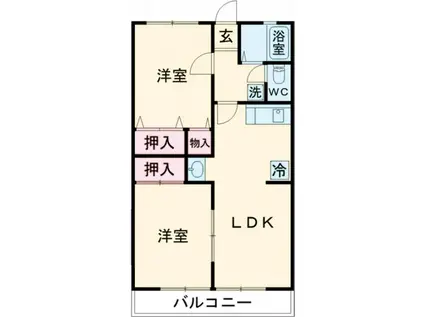 シティハイムヒロA(2LDK/2階)の間取り写真