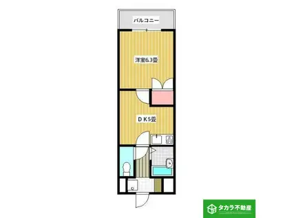 アキュラ錦町II(1DK/2階)の間取り写真