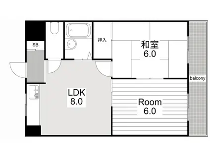 ハイツハセガワII(2LDK/3階)の間取り写真