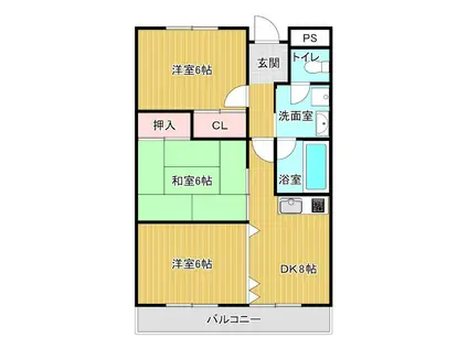 ウィングマンション(3DK/3階)の間取り写真
