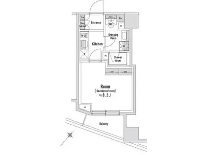 トラック八丁堀(1K/6階)の間取り写真