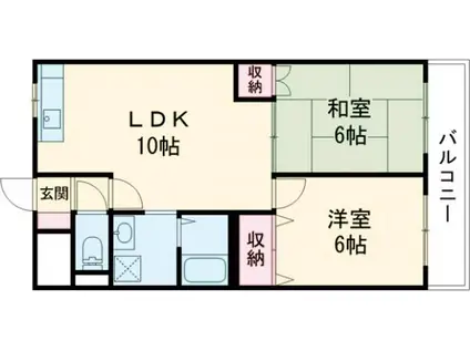 アンフォーラ宮脇(2LDK/3階)の間取り写真