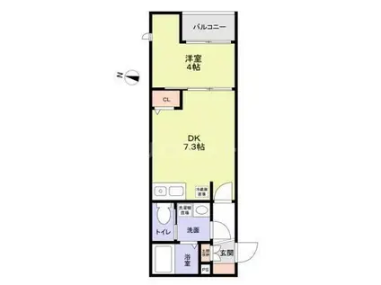 AZURE常盤平(1DK/3階)の間取り写真